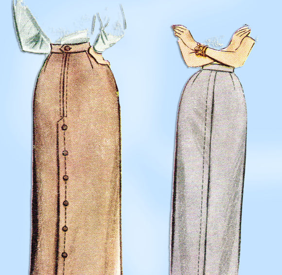 McCall's 7770: 1940s Uncut Misses Slender Skirt Sz 26 W Vintage Sewing Pattern - Vintage4me2