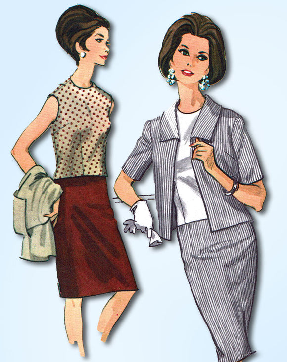 1960s Vintage McCalls Sewing Pattern 7773 Uncut Misses 3 Piece Suit Size 37 39 B