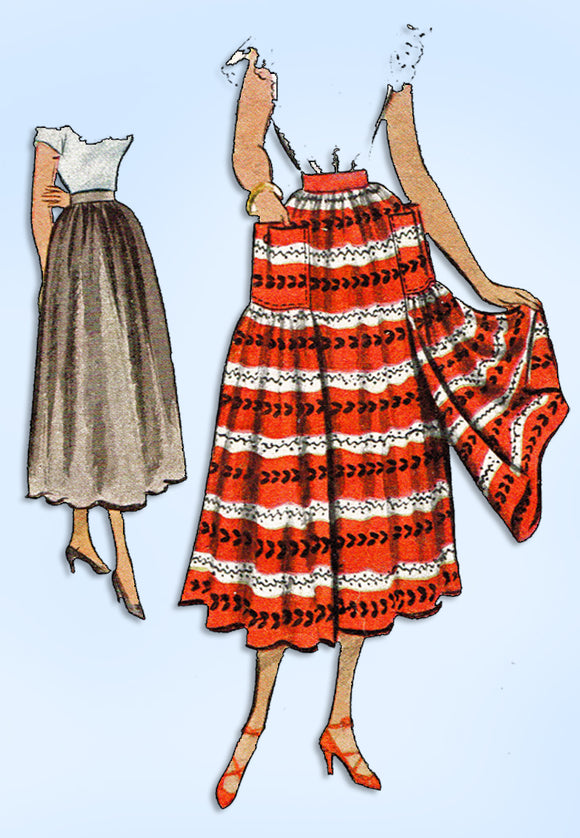 1940s Vintage McCall Sewing Pattern 7834 Misses Skirt with Side Panel Size 26 W