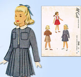 1940s Vintage McCall Sewing Pattern 7840 Uncut Toddler Girls Suit & Blouse Size 4