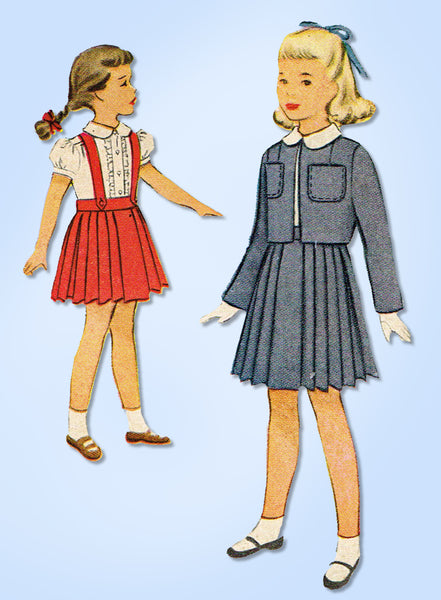 1940s Vintage McCall Sewing Pattern 7840 Uncut Toddler Girls Suit & Blouse Size 4