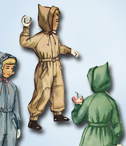 1940s Original Vintage McCall Sewing Pattern 7841 Uncut Toddlers Snowsuit Size 4 -Vintage4me2