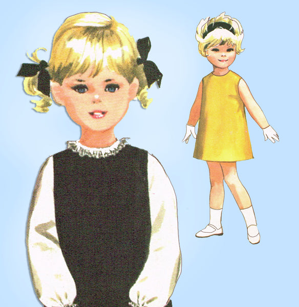 1960s Vintage McCall's Sewing Pattern 7860 Toddler Girls A Line Dress Size 4 - Vintage4me2