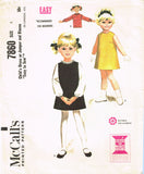 1960s Vintage McCall's Sewing Pattern 7860 Toddler Girls A Line Dress Size 4