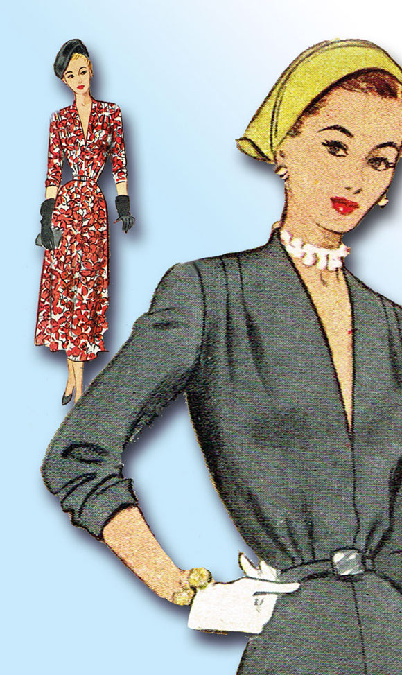 1940s Original Vintage McCall Sewing Pattern 7864 Misses Street Dress Size 30 B -Vintage4me2