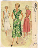 1940s Vintage McCall Sewing Pattern 7913 Junior Misses Dress Big Pockets Sz 33 B - Vintage4me2