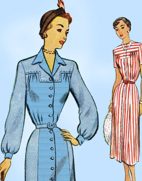 1940s Vintage McCall Sewing Pattern 7915 Charming Misses Street Dress Sz 38 Bust - Vintage4me2