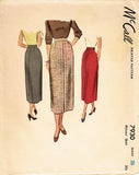 1940s Vintage McCall Sewing Pattern 7930 Uncut Misses Slender Skirt Size 26 W