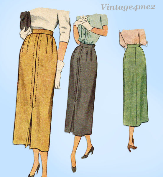 1940s Vintage McCall Sewing Pattern 7936 Easy Misses Slender Day Skirt Sz 32 W