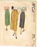 1940s Vintage McCall Sewing Pattern 7936 Easy Misses Slender Day Skirt Sz 32 W