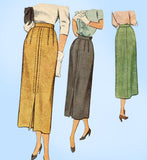 1940s Vintage McCall Sewing Pattern 7936 Easy Misses Slender Day Skirt Sz 32 W
