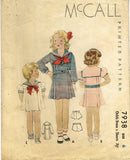 1930s Original Vintage McCall Pattern 7938 Toddler Girls Sailor Dress Size 6 24B