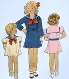 1930s Original Vintage McCall Pattern 7938 Toddler Girls Sailor Dress Size 6 24B