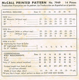 1950s Vintage McCall Sewing Pattern 7949 Misses Street Dress Size 16 34B