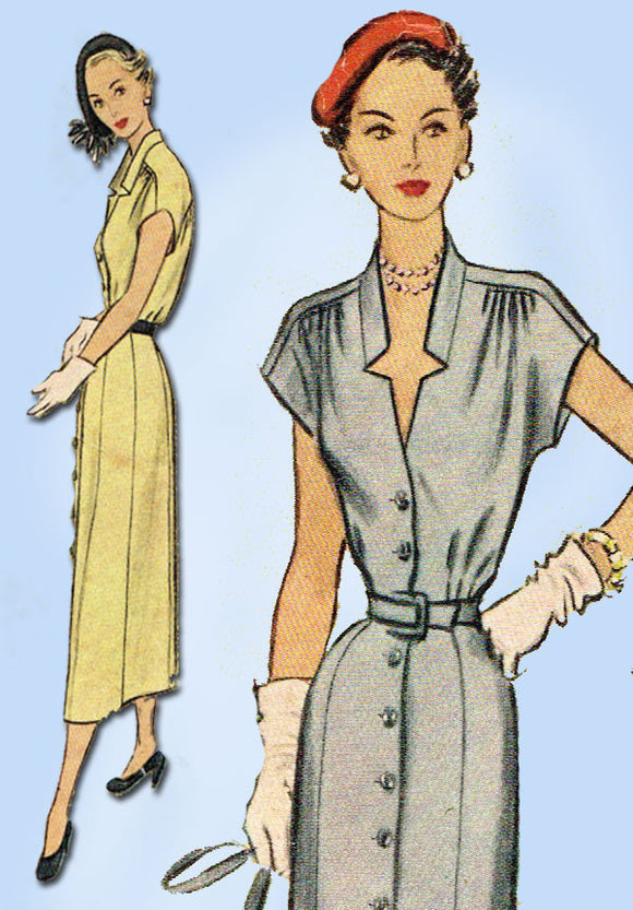 1950s Vintage McCall Sewing Pattern 7949 Misses Street Dress Size 16 34B