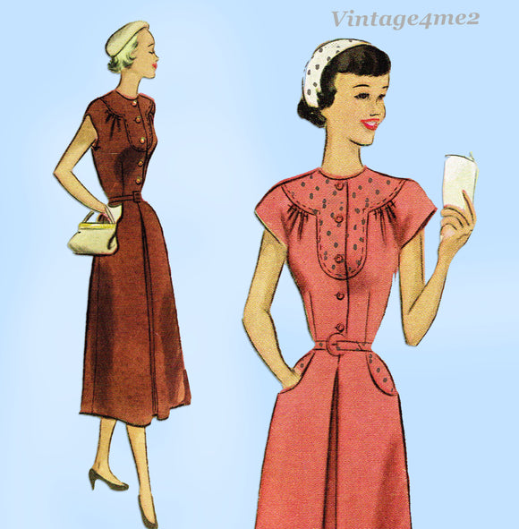 McCall 7952: 1950s Lovely Misses Street Dress Sz 31 B Vintage Sewing Pattern