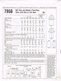 1960s Vintage McCalls Sewing Pattern 7956 Uncut Misses Two Piece Dress Size 37 B