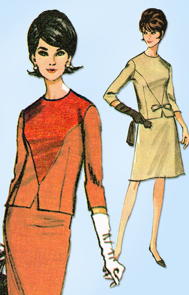 1960s Vintage McCalls Sewing Pattern 7956 Uncut Misses Two Piece Dress Size 37 B