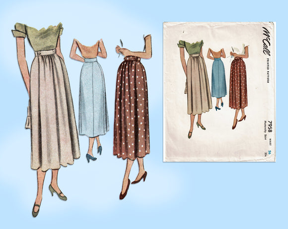 1950s Vintage McCall Sewing Pattern 7958 Misses Maternity Skirt Sz 26 Waist