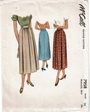 1950s Vintage McCall Sewing Pattern 7958 Misses Maternity Skirt Sz 26 Waist