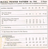 1950s Vintage McCall Sewing Pattern 7962 Easy Misses Day Skirt Size 26 Waist