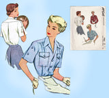 McCall 7963: 1950s Uncut Misses Sporty Blouse Sz 32 Bust Vintage Sewing Pattern