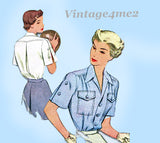 McCall 7963: 1950s Uncut Misses Sporty Blouse Sz 32 Bust Vintage Sewing Pattern