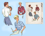 McCall 7963: 1950s Uncut Misses Sporty Blouse Sz 32 Bust Vintage Sewing Pattern