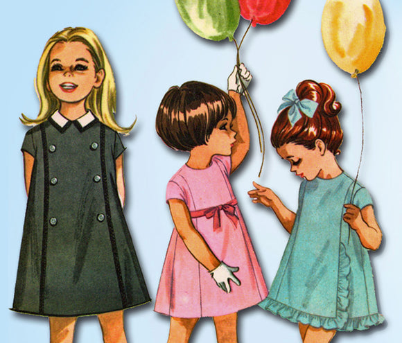 1960s Vintage McCall's Sewing Pattern 7994 Toddler Girls 6 Day A-Line Dress Sz 6 - Vintage4me2