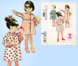 1960s Vintage McCall's Sewing Pattern 8005 Cute Toddler Girls Robe Size 3