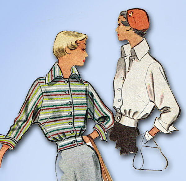 1950s Vintage 1950 McCall Sewing Pattern 8024 Misses Battle Jacket Size 14 32B