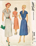1950s Vintage McCall Sewing Pattern 8040 Uncut Misses Street Dress Size 14 32 B