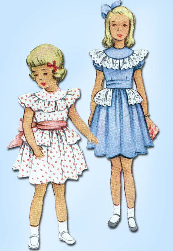 1950s Vintage McCall Sewing Pattern 8048 Toddler Girls Ruffled Dress Size 6 24B vintage4me2
