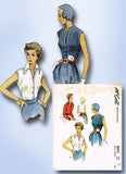 1950s Vintage McCalls Sewing Pattern 8053 Misses Sleeveless Blouse Size 32 Bust