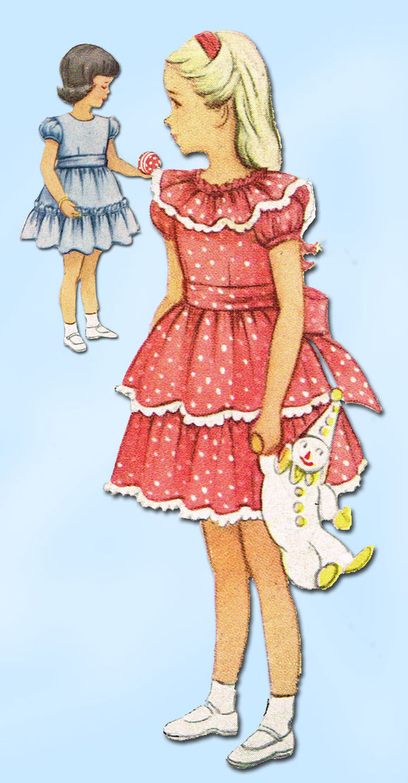 1950s Vintage McCalls Sewing Pattern 8055 Toddler Girls Party Dress Size 4 23B