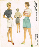 1950s Vintage McCall Sewing Pattern 8061 Misses Casual Shorts Size 28 Waist