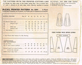 McCall's Pattern 8089: 1950s Easy Misses Skirt 28 W Vintage Sewing Pattern