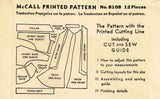 McCall 8108: 1930s Rare Original Dinner Dress Sz 34 Bust Vintage Sewing Pattern