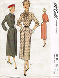 1950s Vintage McCall Sewing Pattern 8114 Misses Slender Dress Size 12 30 Bust