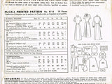 1950s Vintage McCall Sewing Pattern 8114 Misses Slender Dress Size 16 34 Bust