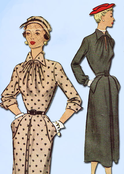 1950s Vintage McCall Sewing Pattern 8114 Misses Slender Dress Size 12 30 Bust - Vintage4me2