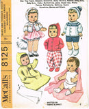 1960s Vintage McCalls Sewing Pattern 8125 Uncut Baby Doll Clothes Size 9 12 17 Inches