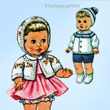 1960s Vintage McCalls Sewing Pattern 8125 Uncut Baby Doll Clothes Size 9 12 17 Inches