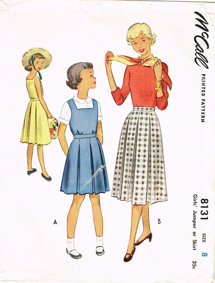 1950s VTG McCalls Sewing Pattern 8131 Unuct Girls Jumper & Skirt Sz 8 ...