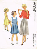 1950s Vintage McCalls Sewing Pattern 8131 Unuct Little Girls Jumper and Skirt Sz 8