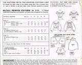 1950s Vintage McCall Sewing Pattern 8134 Uncut Misses Peasant Blouse Size 14 32B