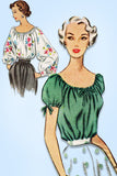 1950s Vintage McCall Sewing Pattern 8134 Uncut Misses Peasant Blouse Size 14 32B