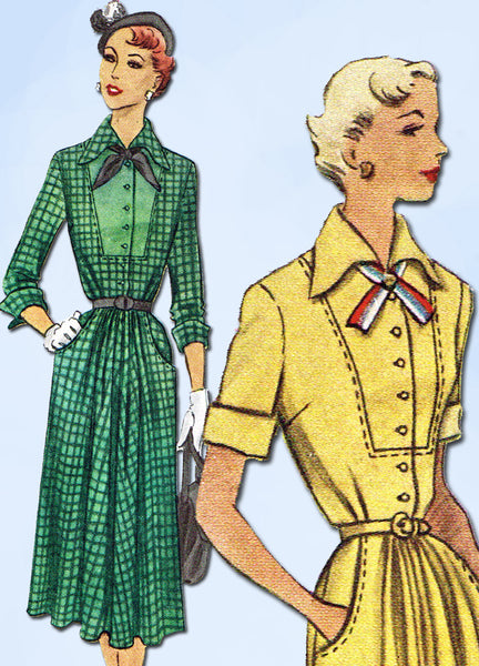 1950s Vintage McCall Sewing Pattern 8180 Misses Street Dress Size 12 30 Bust