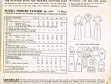 1950s Vintage McCall Sewing Pattern 8197 Misses Slender Street Dress Size 16 34B