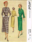1950s Vintage McCall Sewing Pattern 8197 Misses Slender Day Dress Size 12 30B